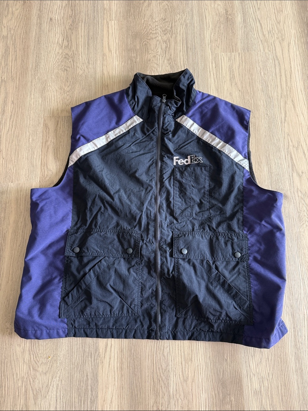 FedEx Men’s Black & Purple Work Vest with Reflective Trim. Fleece Lined 3XL